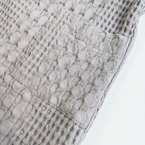 100% Organic Waffle Cotton Bathrobe Grey XL/XXL - Picture 4 of 6